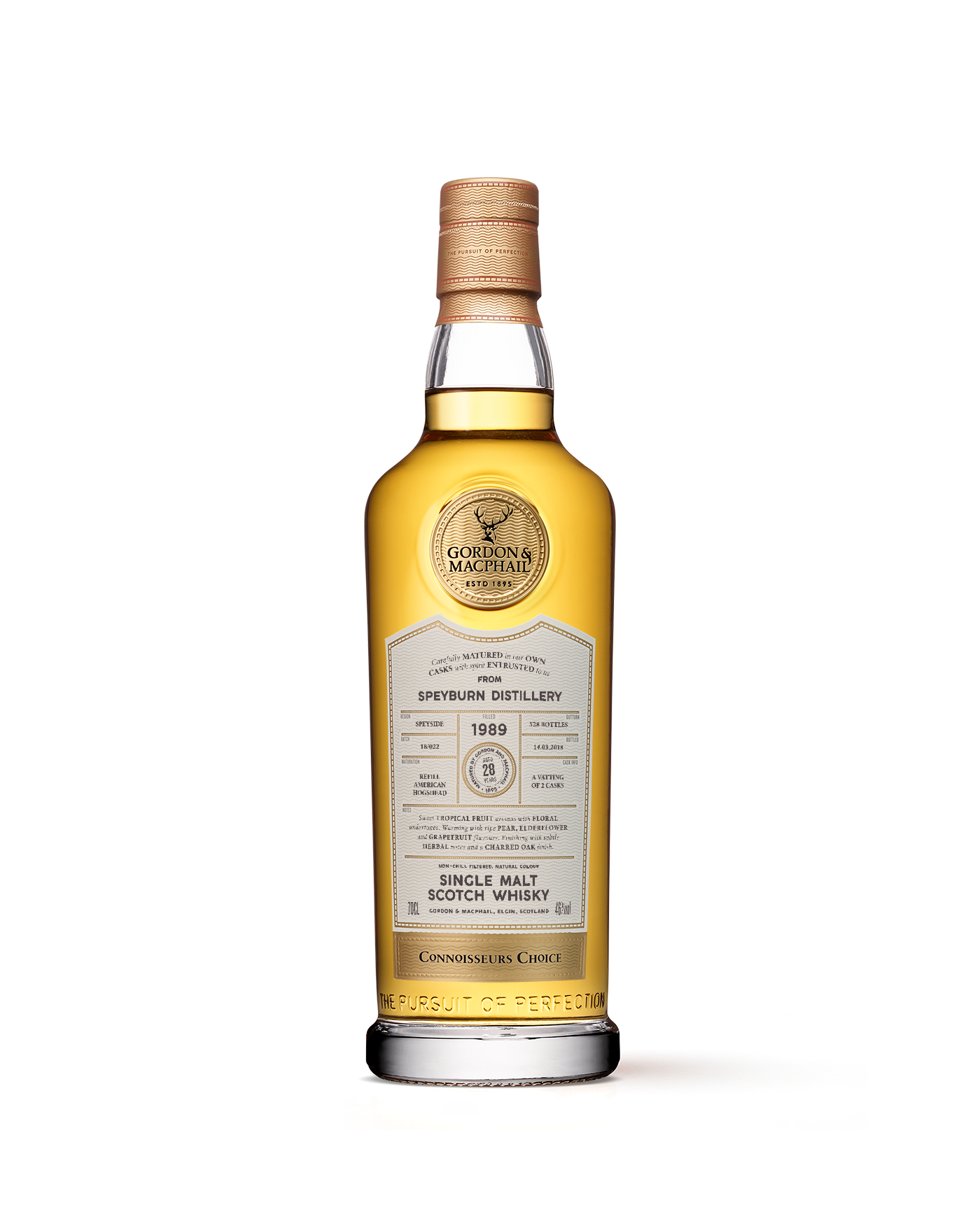 Connoisseurs Choice Speyburn 1989 single malt whisky. Gordon and